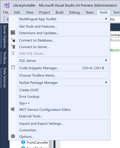 Mutlilingual App Toolkit Menu